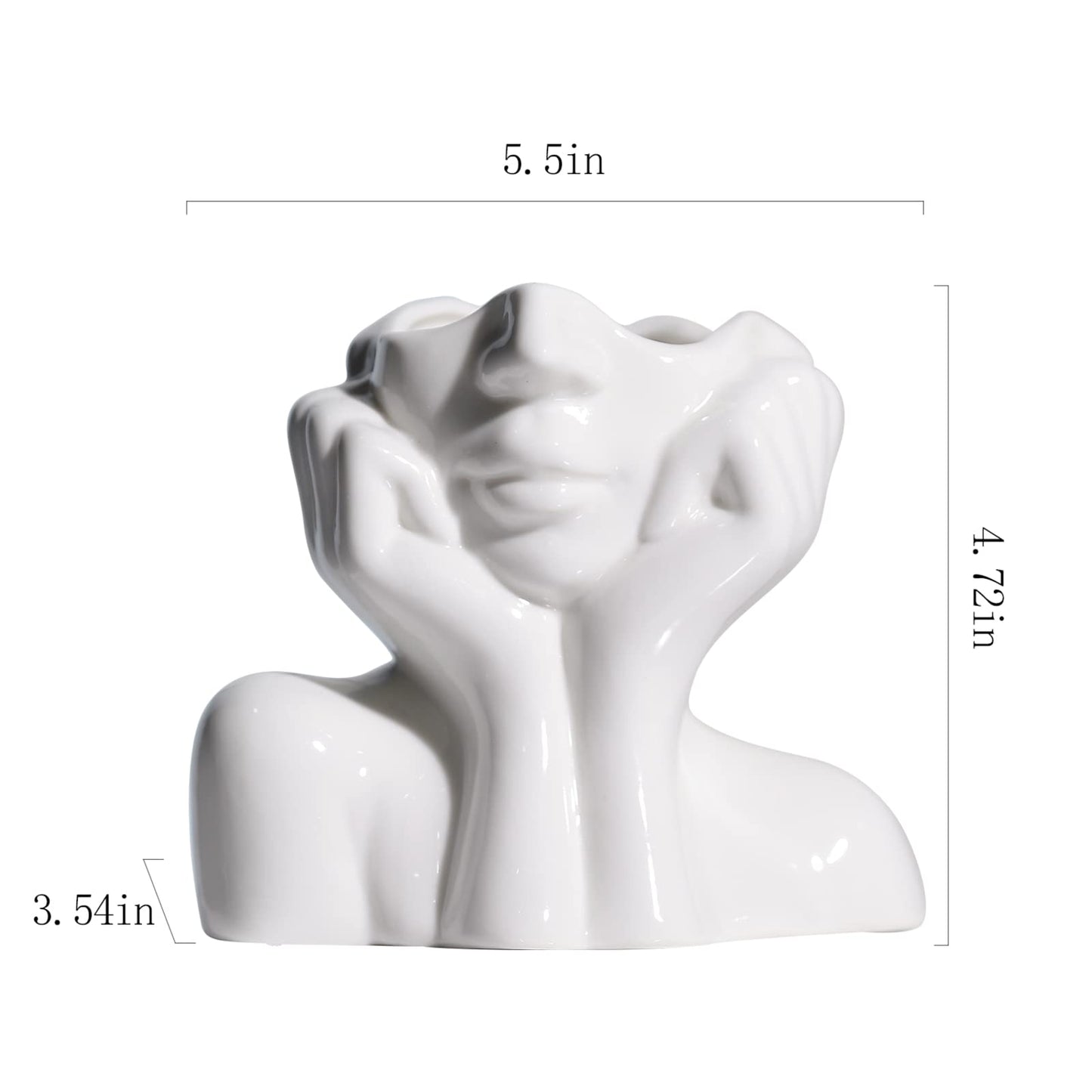 Ceramic Face Vase White Flower