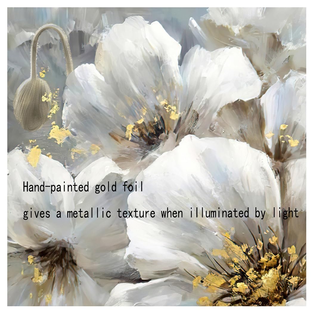 White and Gray Floral with Gold Painting