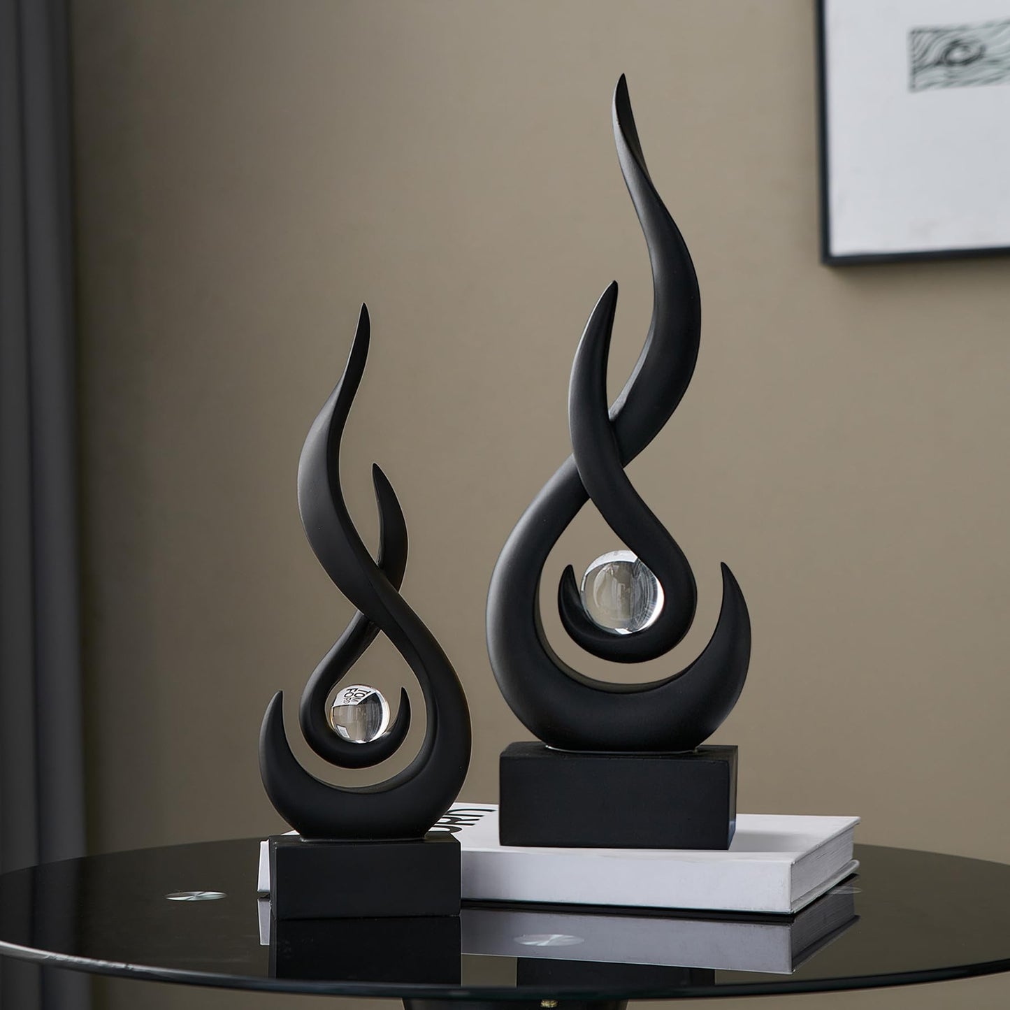 Black Decor Modern Flame Statue Home