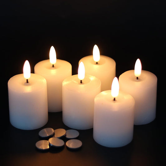 Flameless Pillar Candles Flickering with Timer