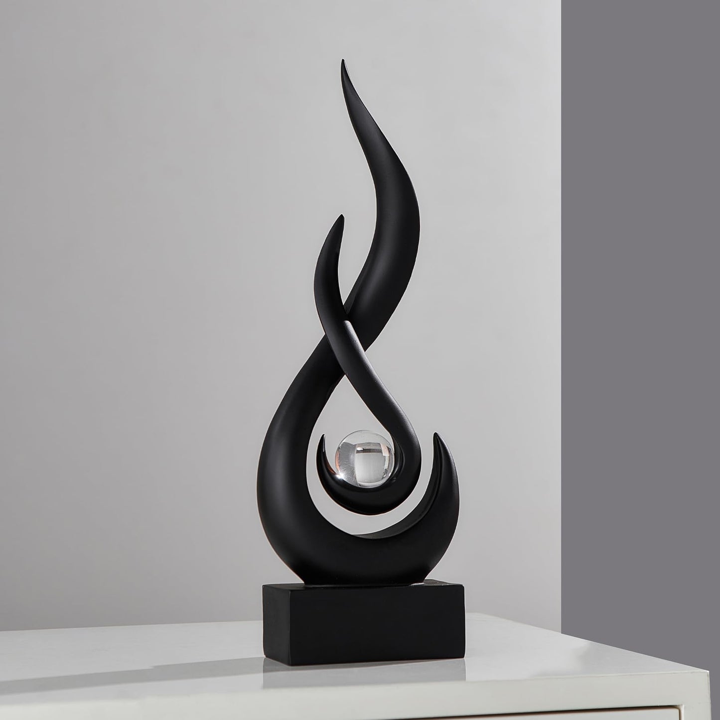 Black Decor Modern Flame Statue Home