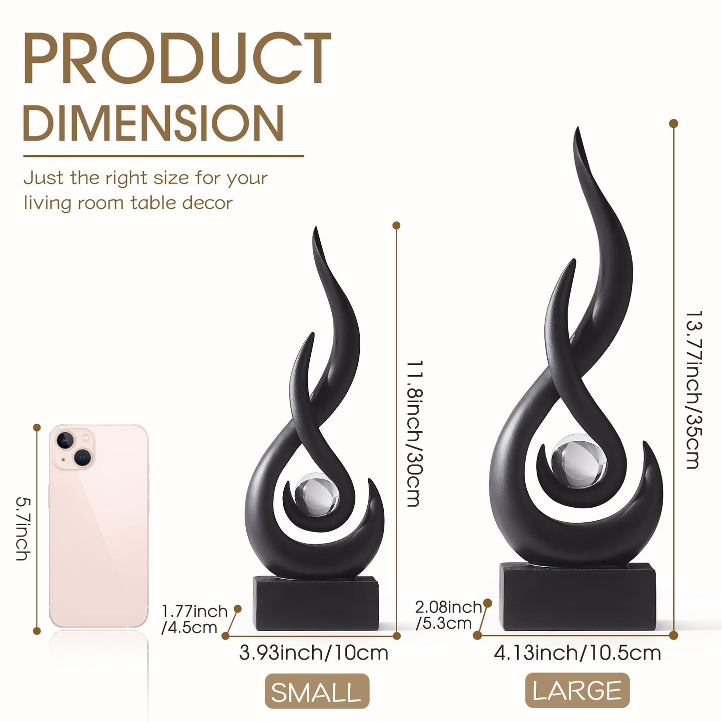 Black Decor Modern Flame Statue Home