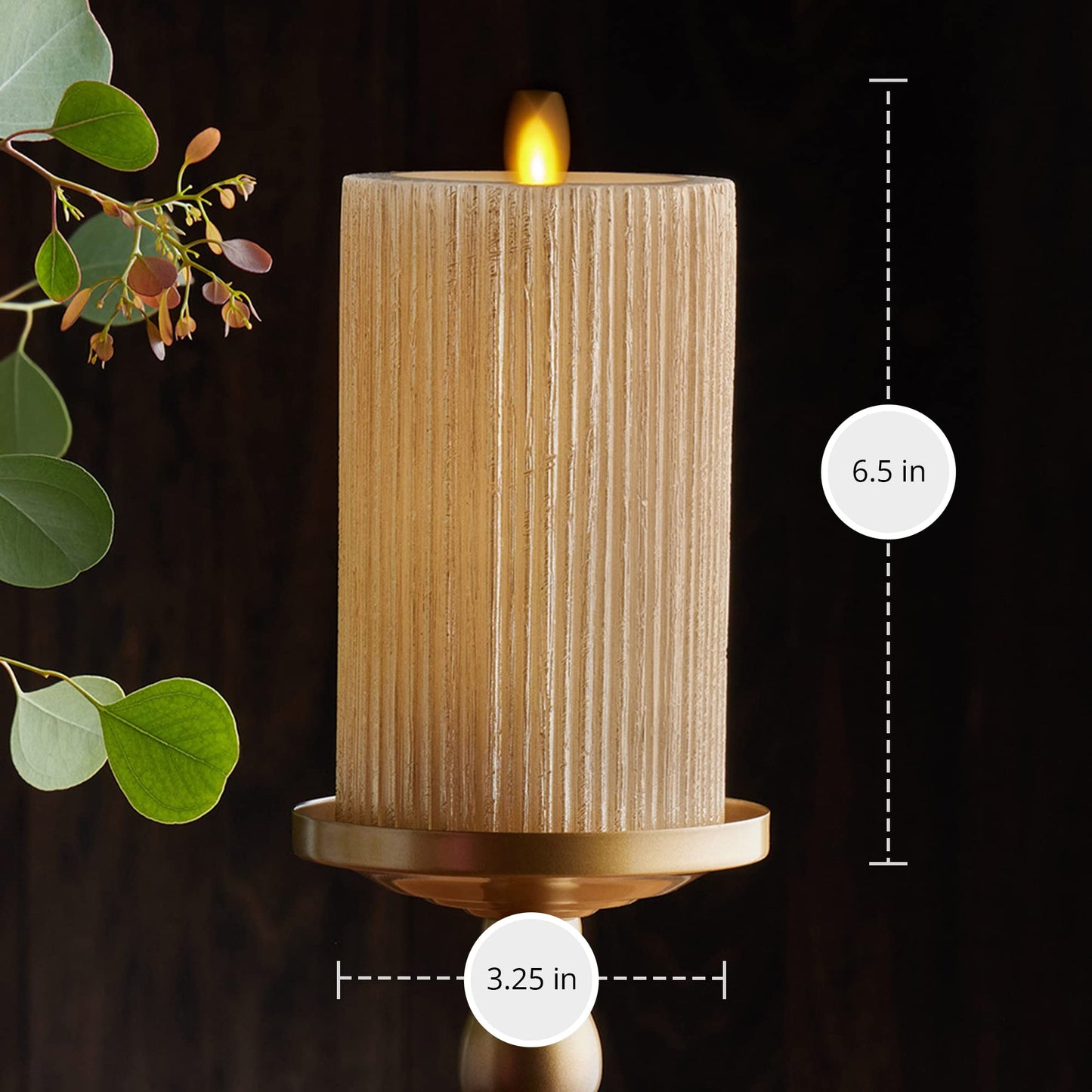 Flameless LED Candle with Embossed Metallic Furrow