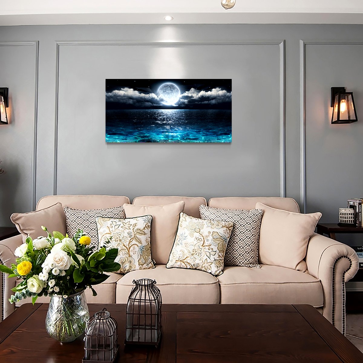 Wall Art Moon Sea Ocean Landscape