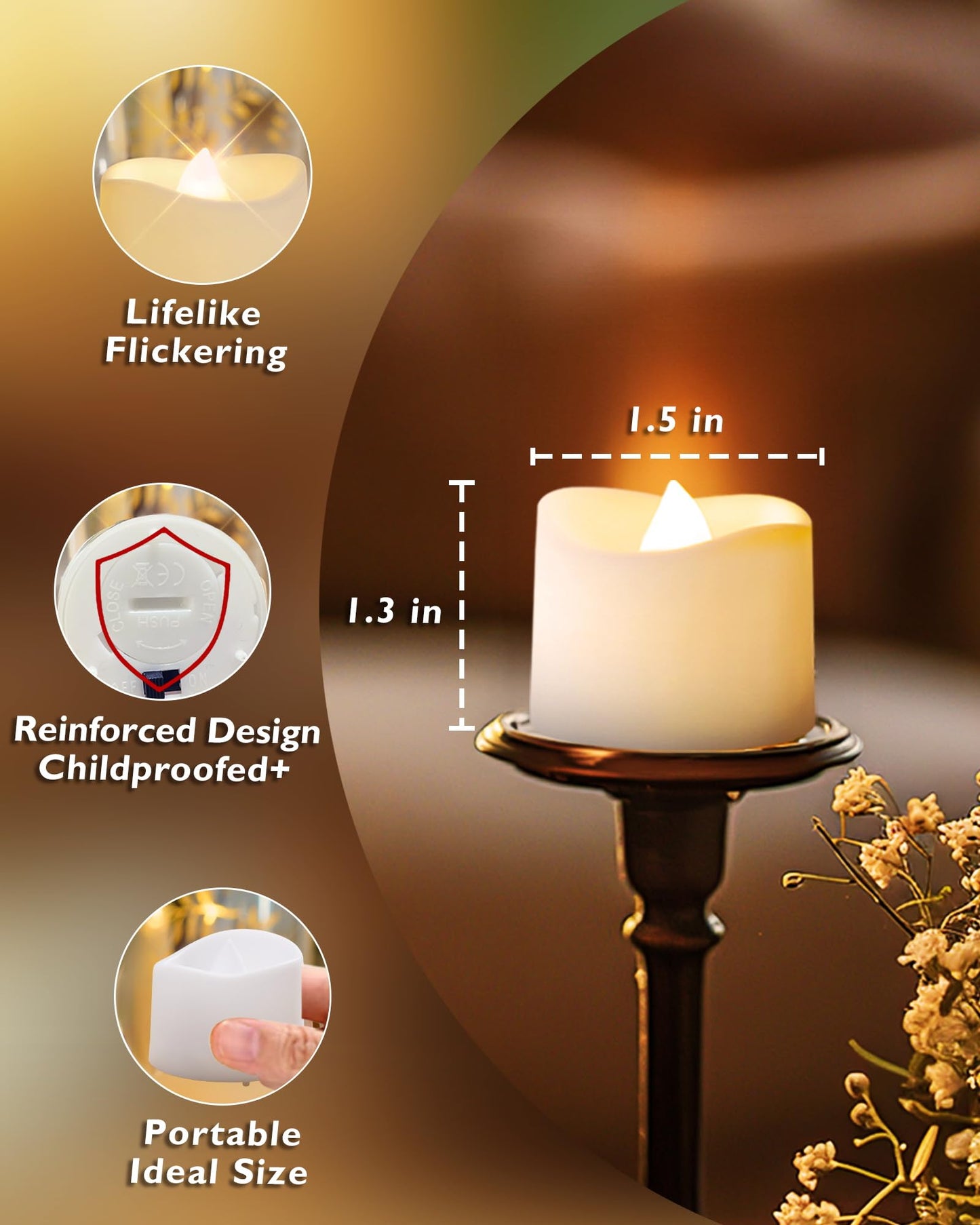 24-Pack Flameless LED Tea Lights Candles Battery Operated