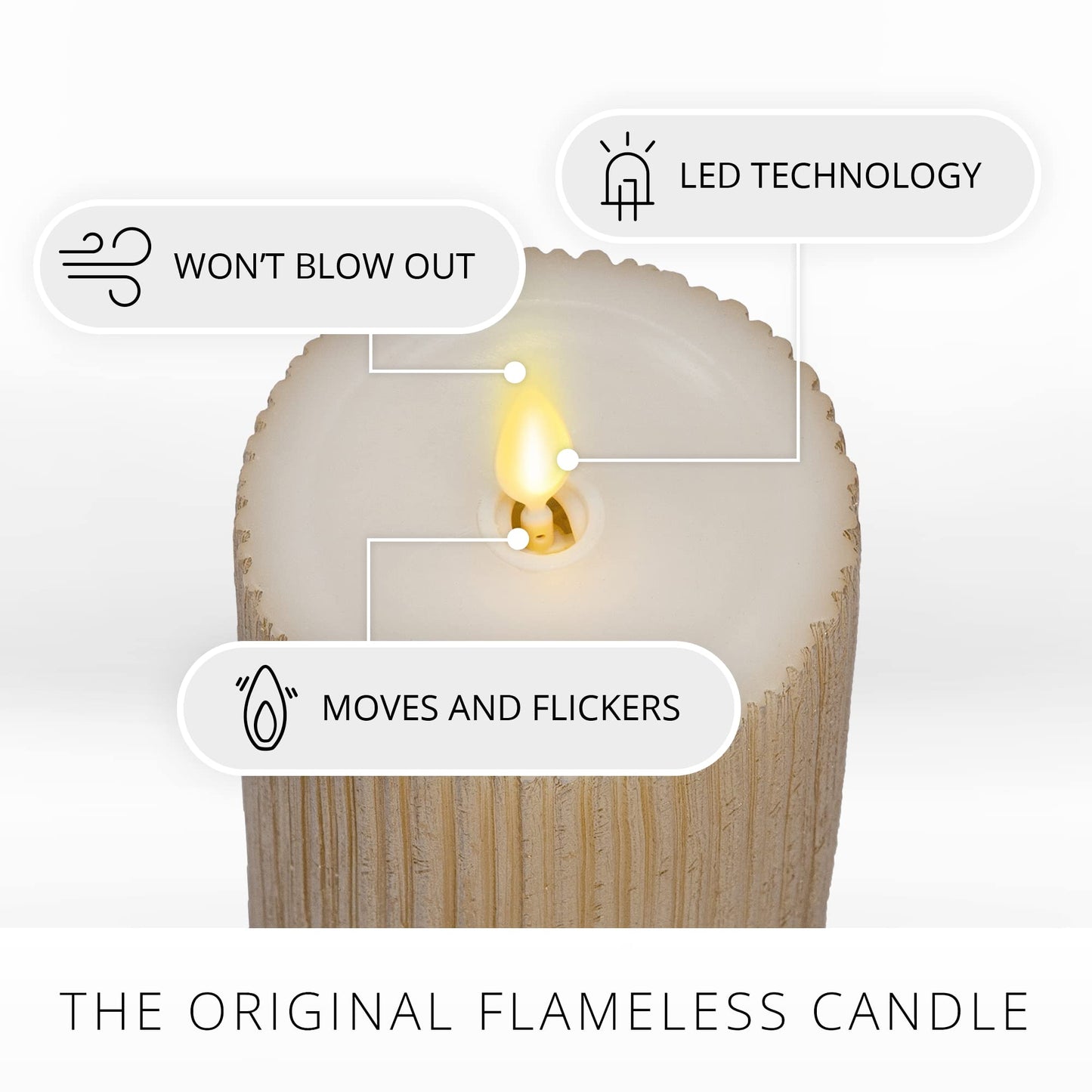 Flameless LED Candle with Embossed Metallic Furrow