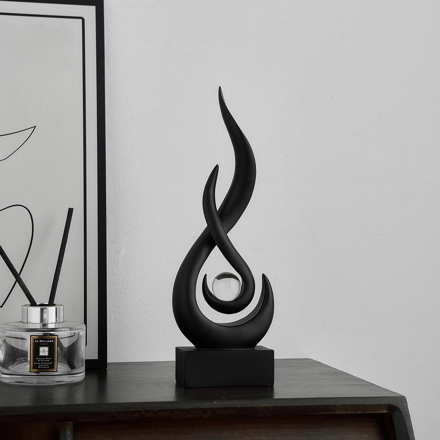 Black Decor Modern Flame Statue Home