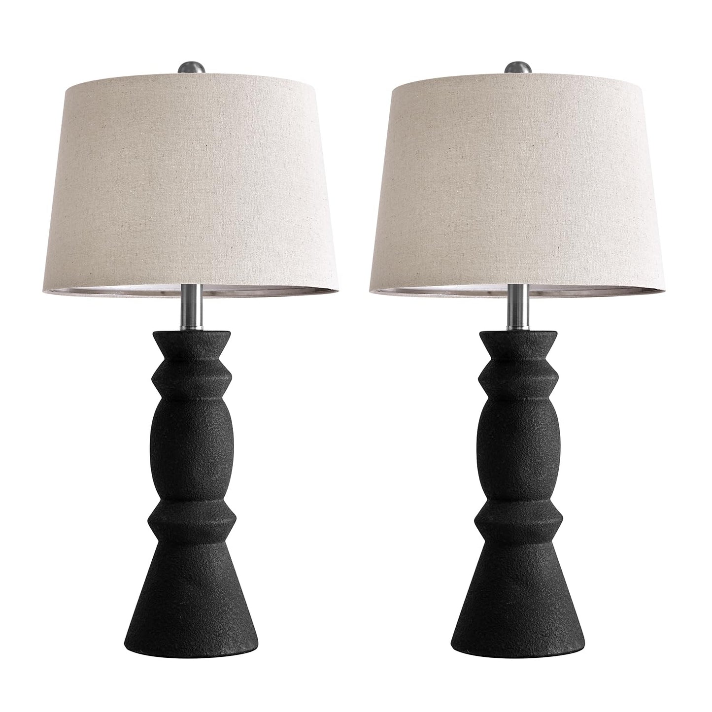 Farmhouse Black Ceramic Table Lamp Set of 2