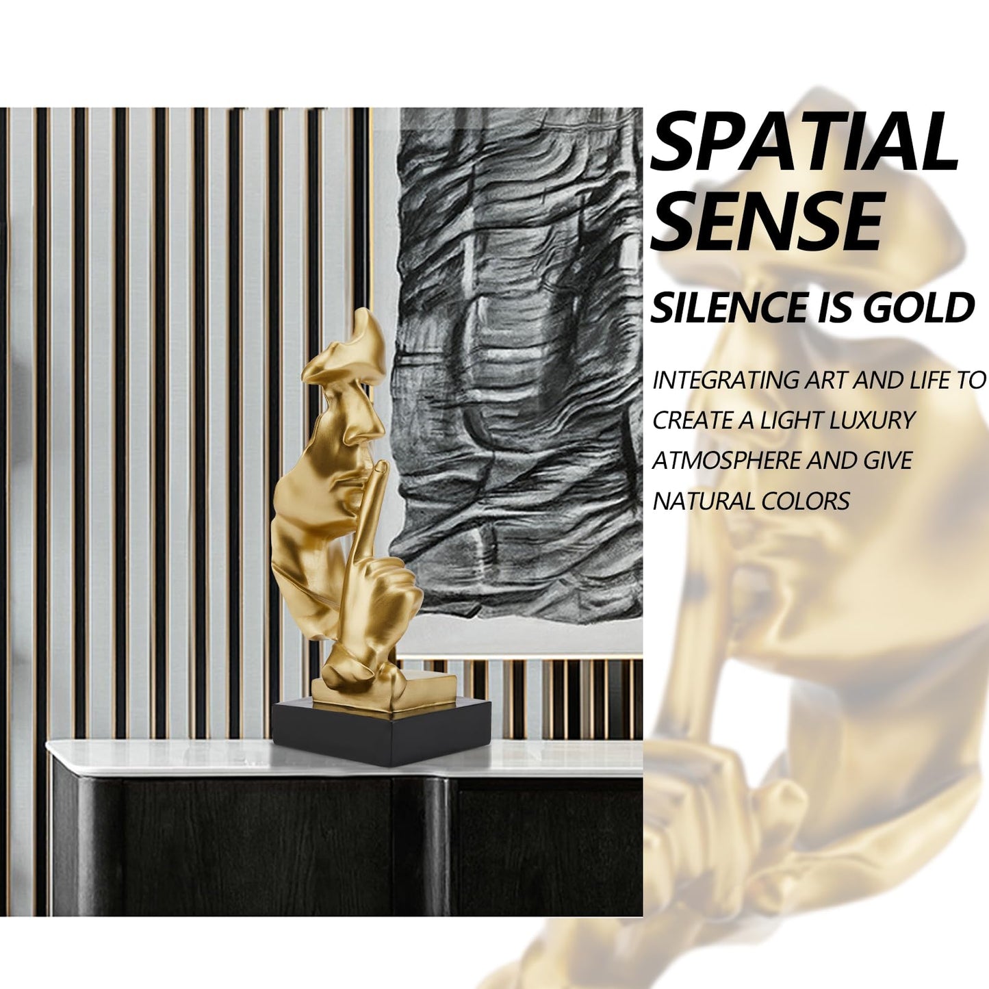 Silence is Gold Abstract Art Figurine