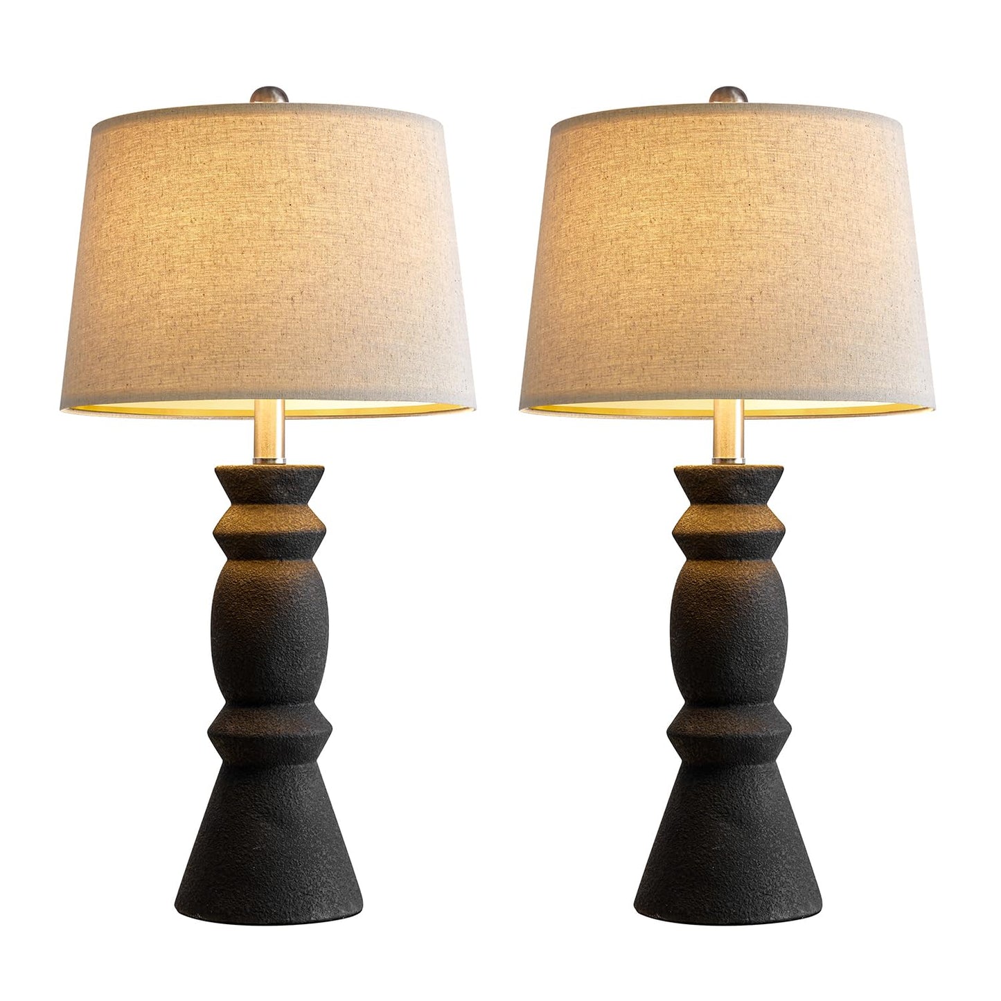 Farmhouse Black Ceramic Table Lamp Set of 2