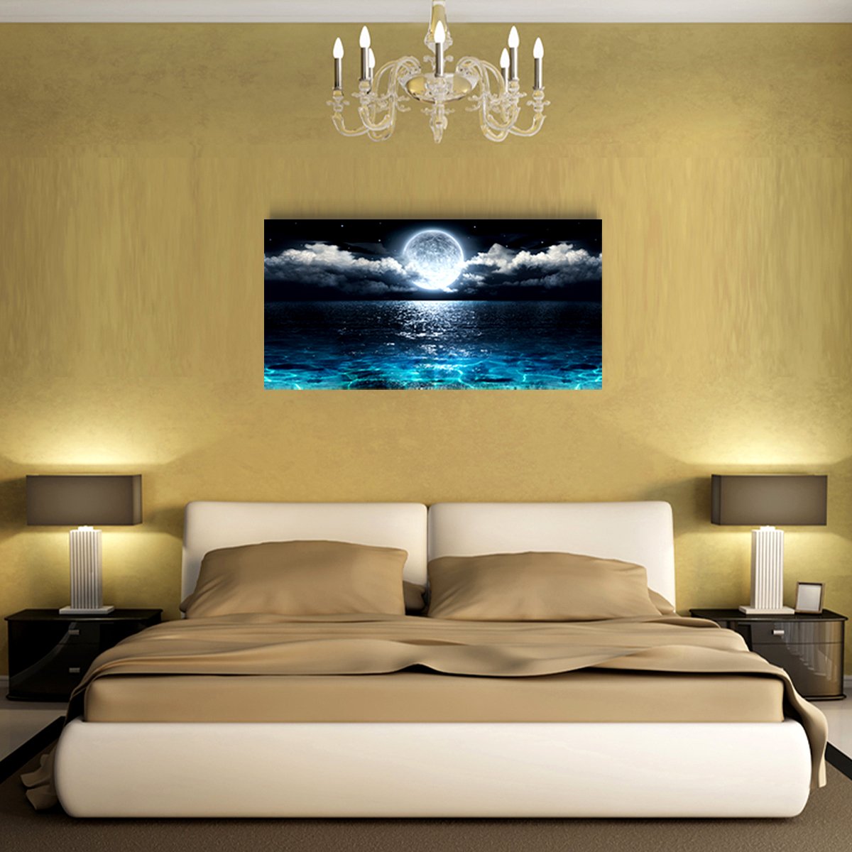 Arte de pared Luna Mar Océano Paisaje