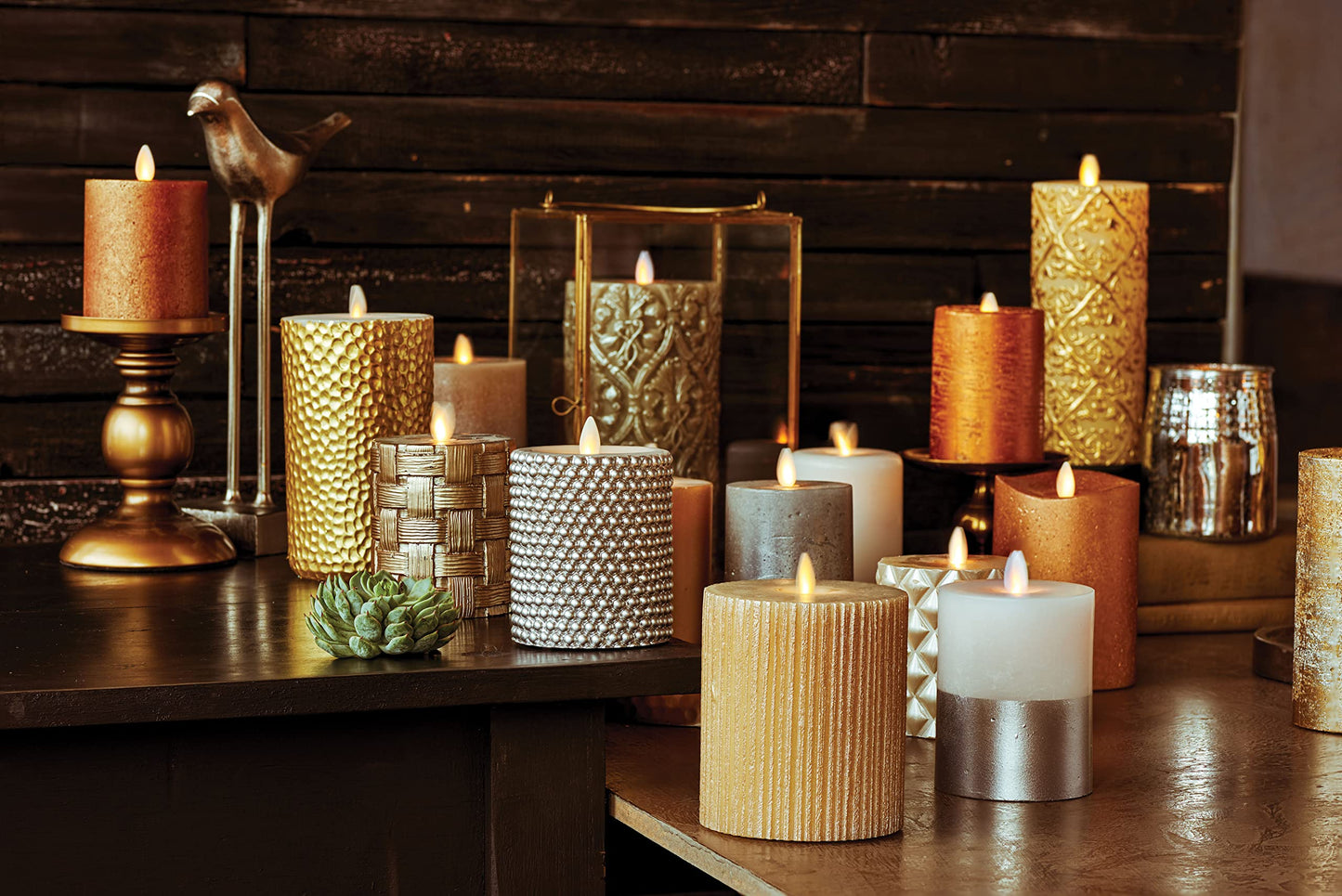 Flameless LED Candle with Embossed Metallic Furrow