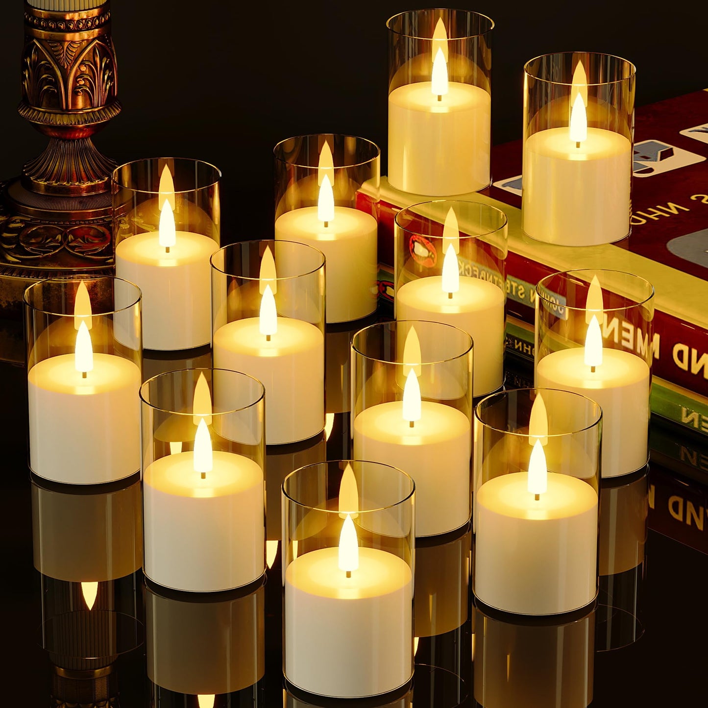 12Pack Flickering Flameless Candles with Timer