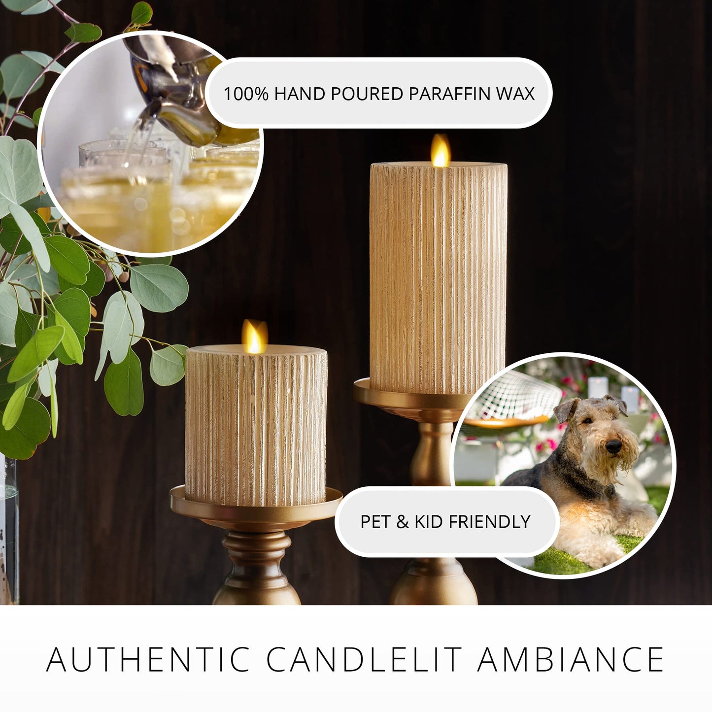 Flameless LED Candle with Embossed Metallic Furrow