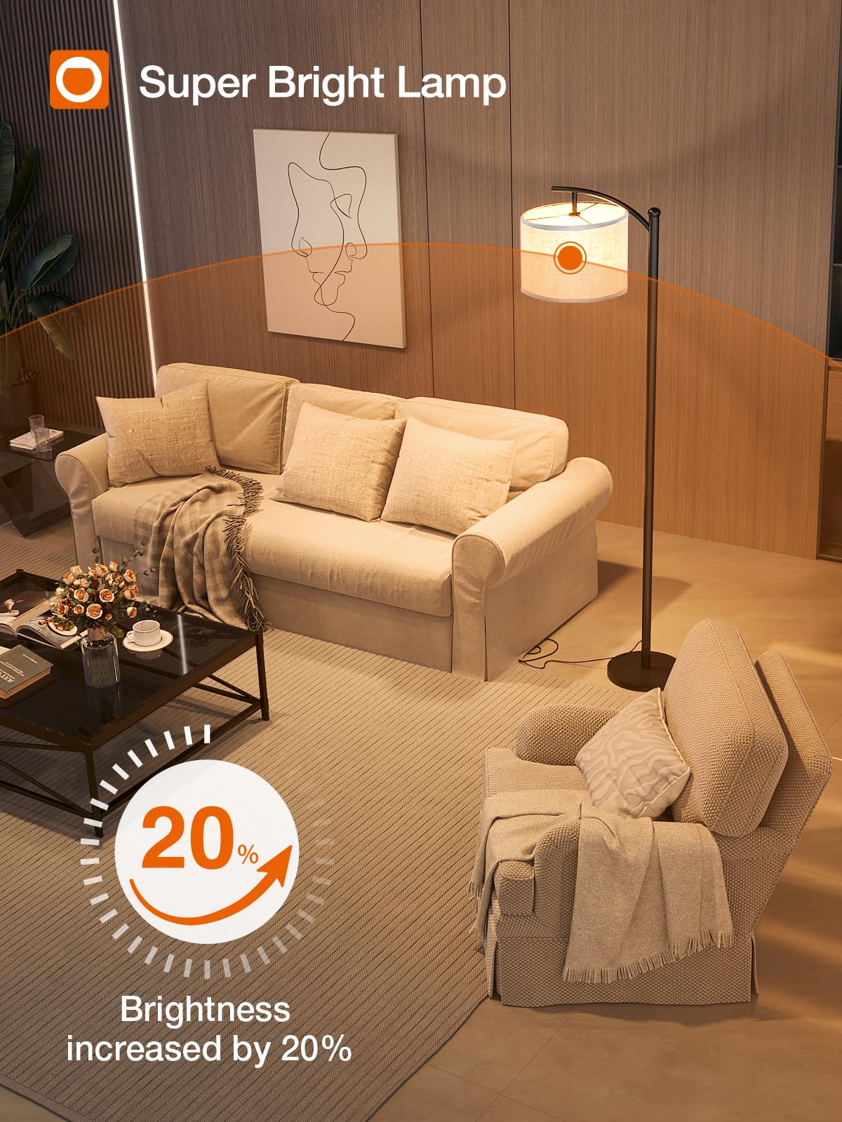 Floor Lamp for Living Room with 3 Color Temperatures