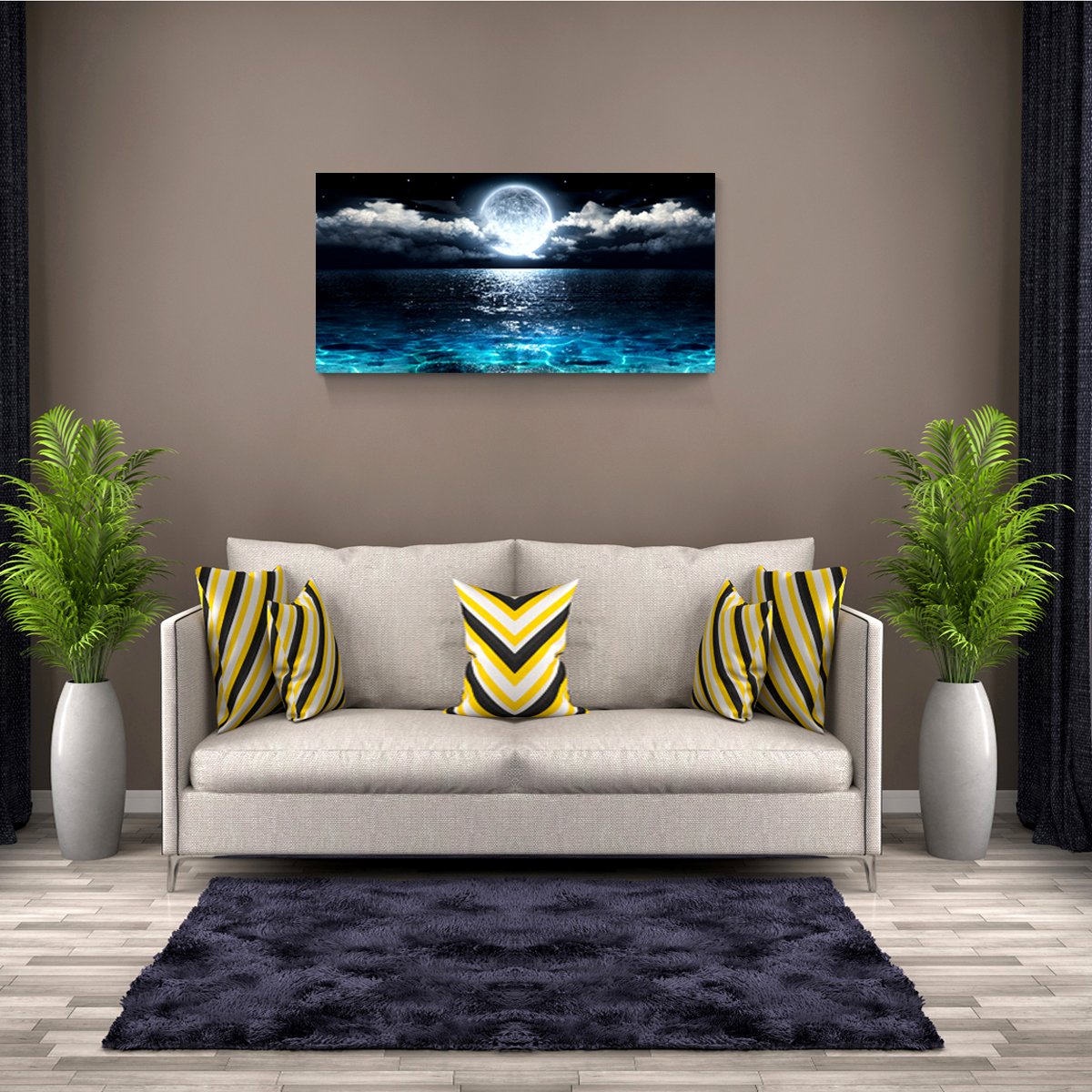 Wall Art Moon Sea Ocean Landscape