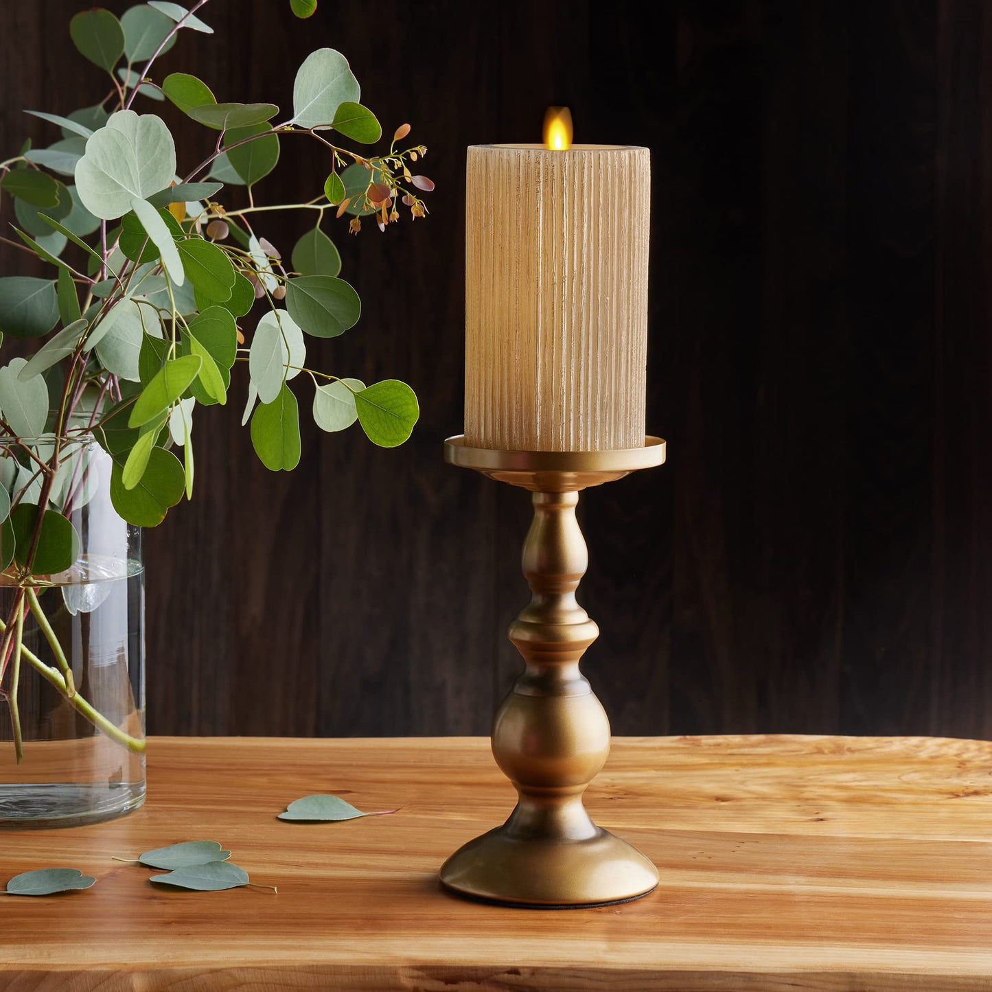 Flameless LED Candle with Embossed Metallic Furrow