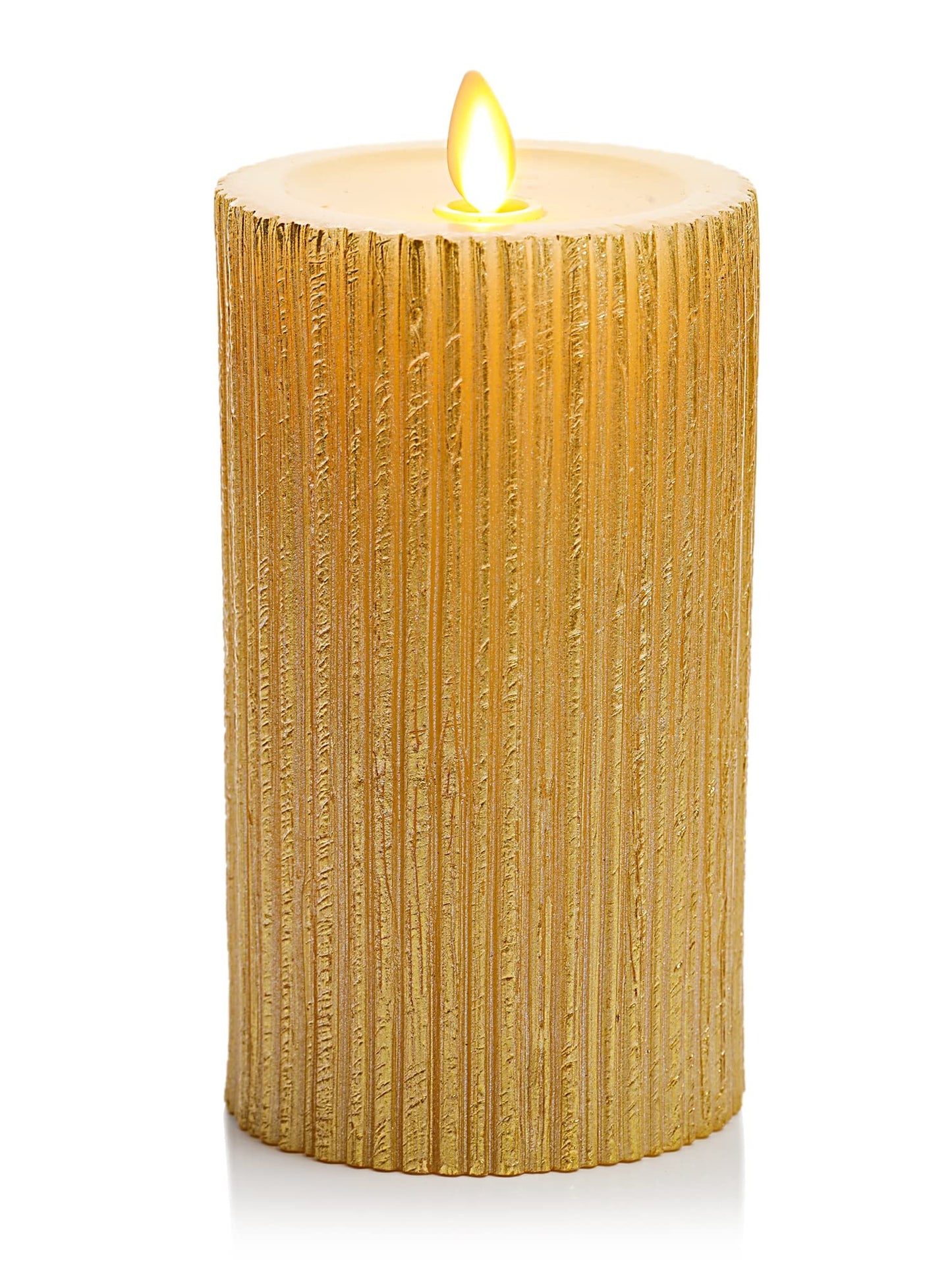 Flameless LED Candle with Embossed Metallic Furrow